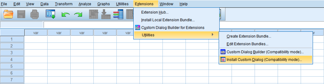 Install Extension Hub in SPSS. Source: uedufy.com