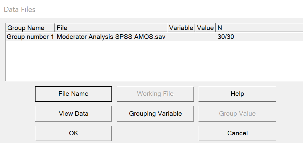 Import SPSS data set in AMOS. Source: uedufy.com