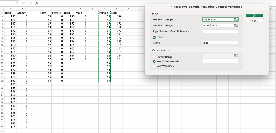 Configuring independent samples t-test settings. Source: Uedufy