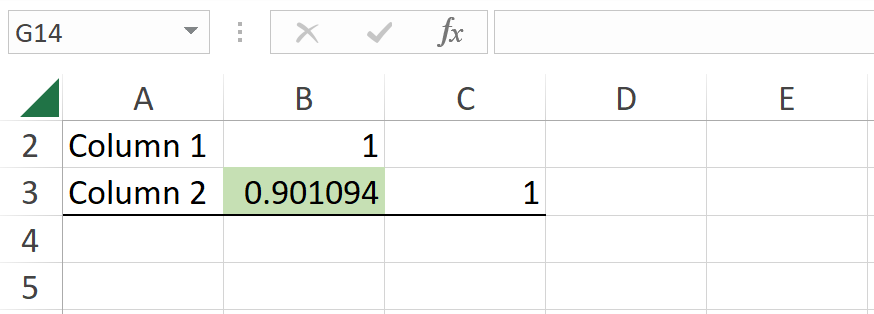 Output ของ Excel แสดงผลลัพธ์ Pearson Correlation Coefficient เป็น 0.9 โดยใช้ Data Analysis Toolpak