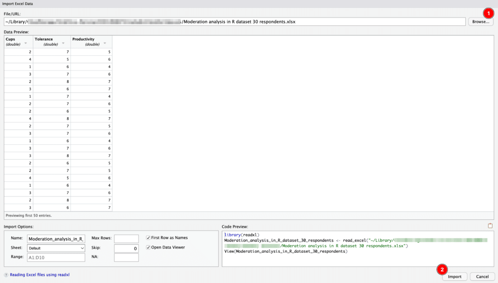 Adjust settings for importing Excel dataset in R. Source: uedufy.com